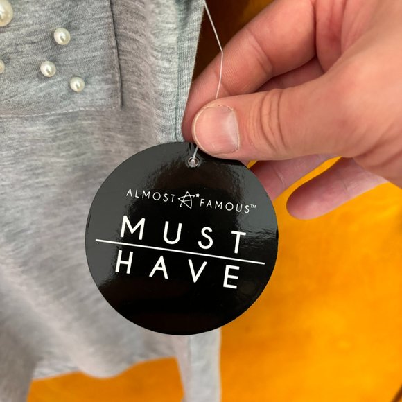 Crave Frame Pearl Pocket Almost Famous Heather Gray Shirt - Picture 6 of 10